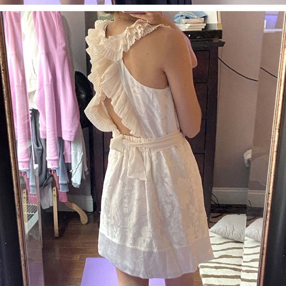 BCBGMaxAzria Ivory Dress with Ruffles